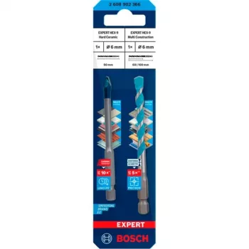 Conjunto de brocas Bosch Expert HEX-9 MultiConstruction 6 mm, 2 peças