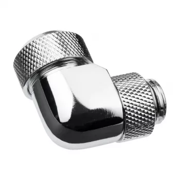 Conector de rosca Alphacool Eiszapfen 13mm HardTube 90° rotativo G1/4 - conexão angular para sistema de refrigeração líquida - cromado