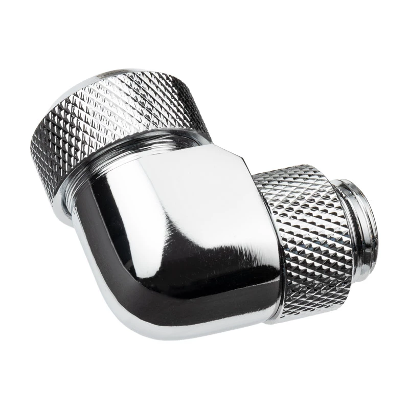 Conector de rosca Alphacool Eiszapfen 13mm HardTube 90° rotativo G1/4 - conexão angular para sistema de refrigeração líquida - cromado