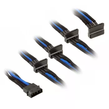 Cabo SilverStone Molex de 4 pinos para 4x SATA, 300 mm - preto/azul