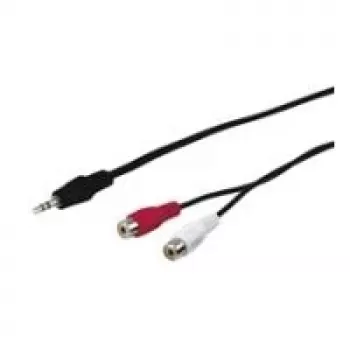 Cabo adaptador Wentronic Goobay jack 3,5 mm/Cinch, preto, 1,5 m - ficha jack 3,5 mm (3 polos, estéreo) > 2x conector fêmea Cinch (áudio esquerdo/direito) (50116)