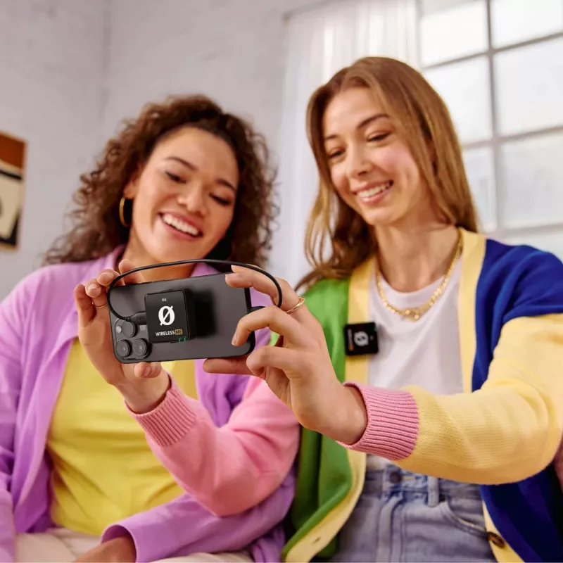 WIME RODE WIRELESS ME Sistema de microfone sem fios de canal duplo Vloggers Podcasters
