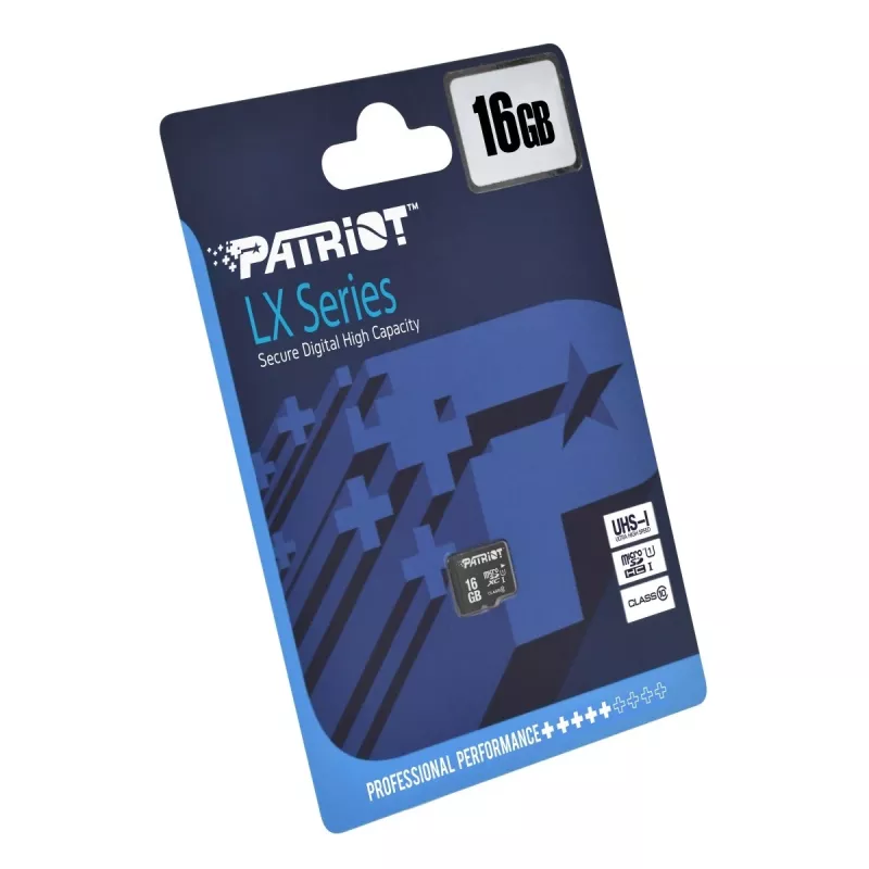 Cartão de memória microSDHC PATRIOT PSF16GMDC10 — 16 GB, Class 10, UHS-I (U1), 80 MB/s, preto