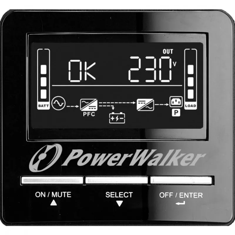 PowerWalker VI 1100 CW UPS line-interactive 1100 VA (1,1 kVA), 770 W, 7 Ah, RS-232, USB, preto