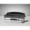 Grelhador de mesa elétrico Rommelsbacher BBQ 2003 — 1900 W, 50×25 cm, canelado + teppanyaki, termostato contínuo, prateado/preto
