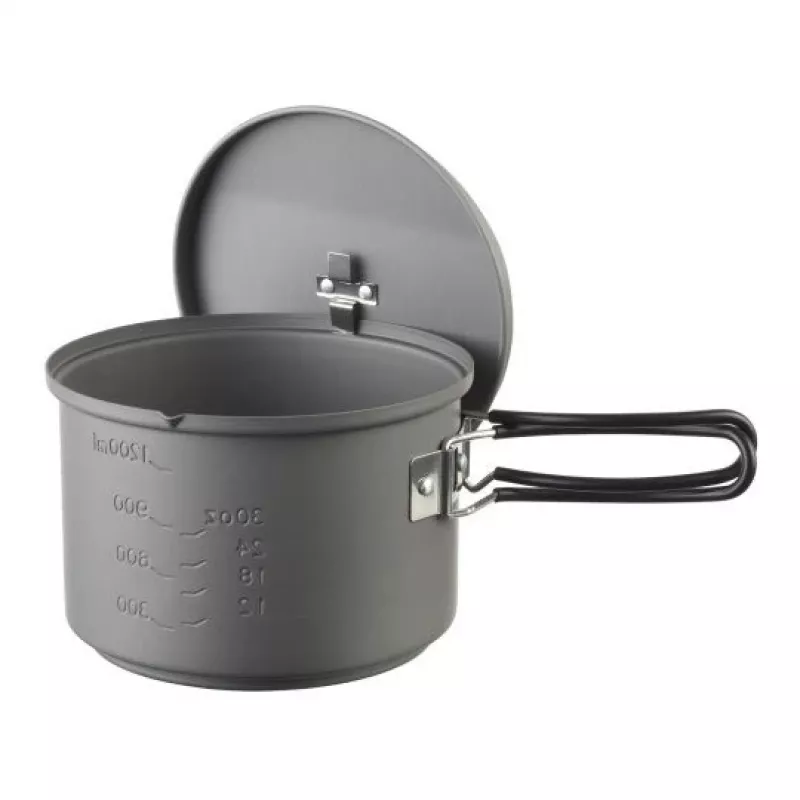Conjunto de cozinha ESBIT com fogareiro a álcool, alumínio 1,5 L, Ø15,4 cm, H115 mm, preto