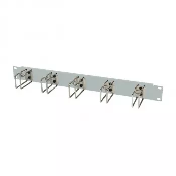 Painel de gestão de cabos de rack 1U ALLNET metal com 5 argolas grandes, cinzento-claro