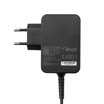 Fonte de alimentação para portátil Akyga AK-ND-81 USB-C GaN 65 W, PD 3.0, 5–20 V, cabo de 1,8 m, preto