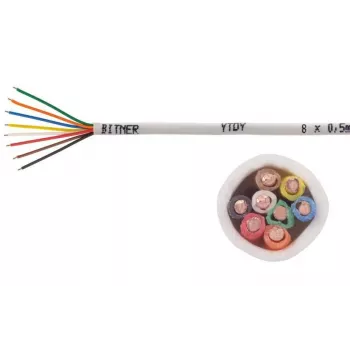 Cabo de alarme BITNER YTDY 8x0,5 100 m — 8 condutores, 0,5 mm², bainha de PVC