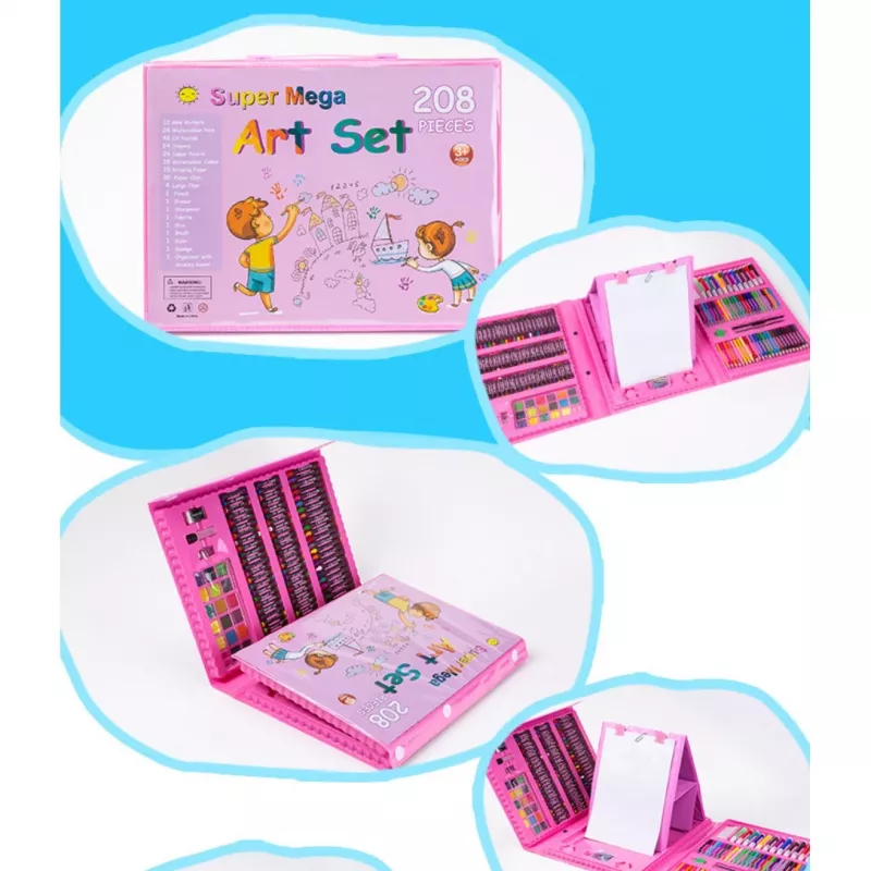 Conjunto de arte Extralink 208 peças — conjunto de pintura com pincéis, tintas, canetas