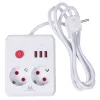 Extensão elétrica MACLEAN MCE387 W — 2 tomadas, 3×USB A, 110–240 V, 2500 W, cabo de 1,5 m, branco
