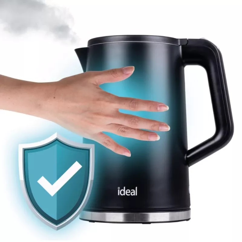 Chaleira elétrica IDEAL 1,7 l, caixa em aço, potência 1500 W, preto