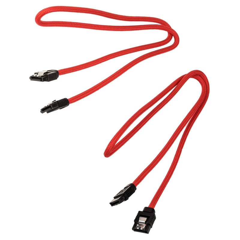 Corsair CC-8900254 Premium Sleeved cabo SATA, SATA (M) para SATA (M), 60 cm, vermelho (2 un.)