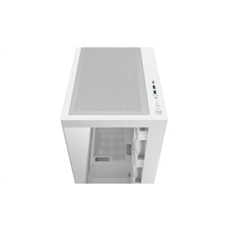 Caixa para PC DeepCool CG580 4F V2 Midi Tower branca — ATX, vidro temperado, 3 ventoinhas laterais de 120 mm, suporte para radiador lateral de 360 mm