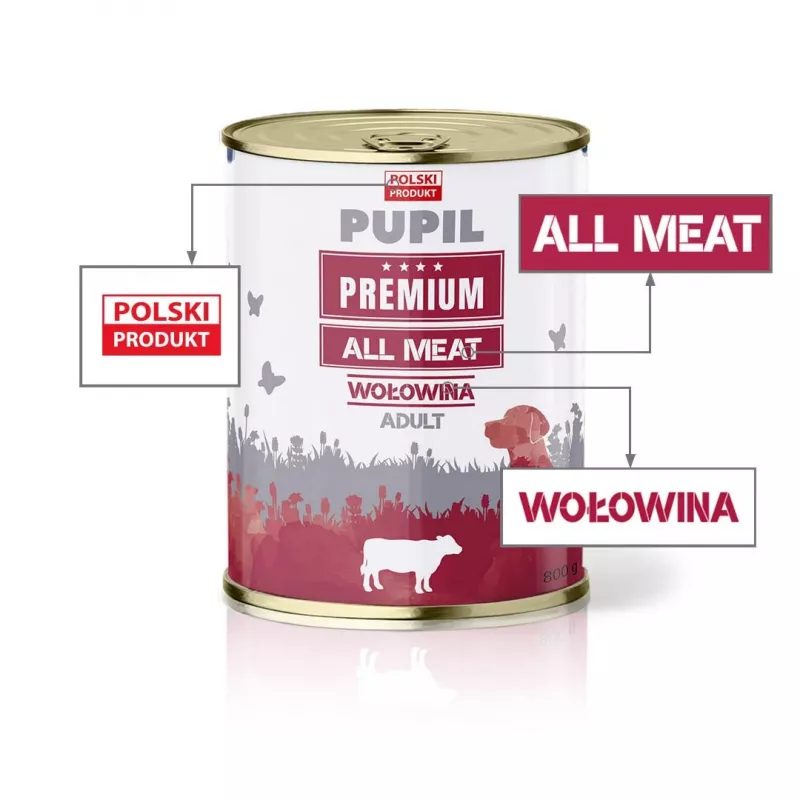 PUPIL Premium All Meat vaca - comida húmida para cães - 800g
