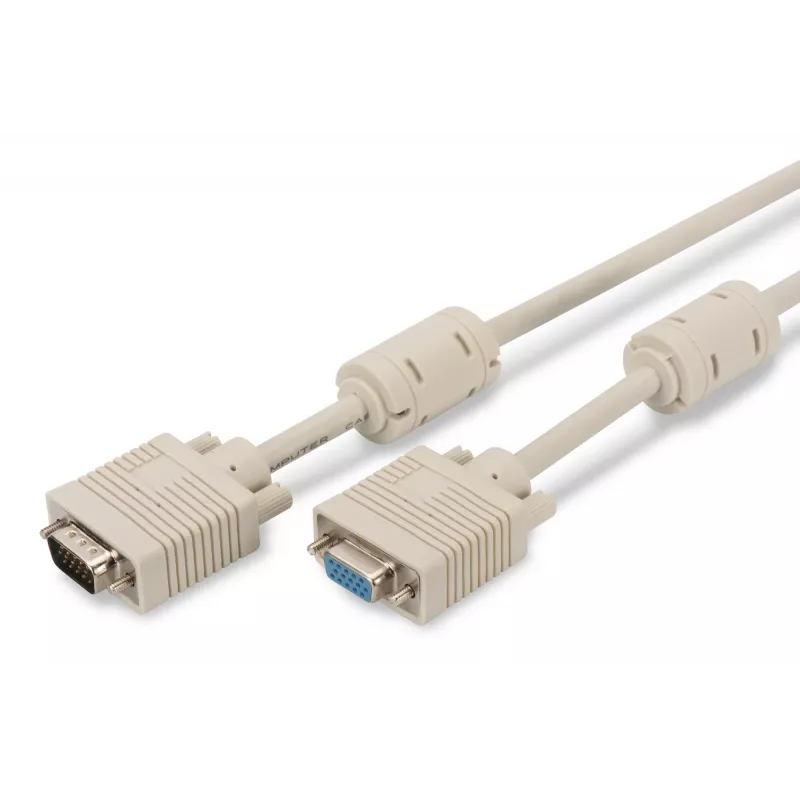 Cabo de extensão VGA para monitor DIGITUS AK-310203-030-E — 3 m, VGA (D-Sub) para VGA (D-Sub), 3Koax+7 condutores, bege
