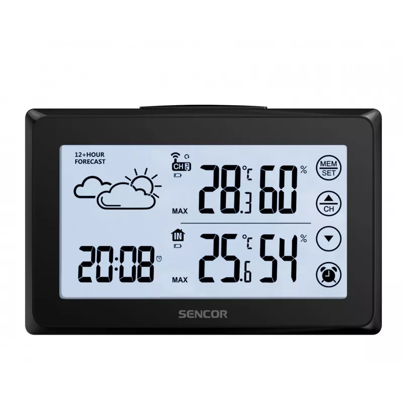 Estação meteorológica SENCOR SWS 2850 — temperatura e humidade interior/exterior, 1 sensor sem fios, 433,92 MHz, memória máx/mín