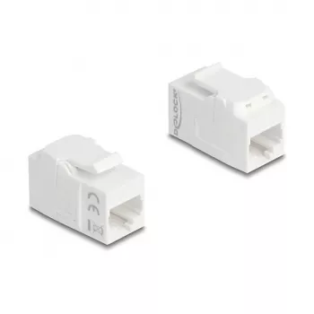 Delock 90719 Acoplador de módulo Keystone RJ45 fêmea para RJ45 fêmea, Cat.6A UTP, branco