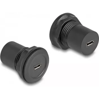 DeLOCK conector de encastrar USB 2.0 Type Micro-B para USB 2.0 Type Micro-B preto