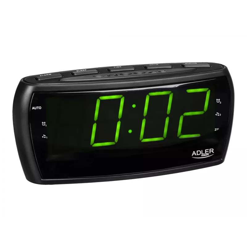 Rádio-despertador Adler AD 1121 — rádio-despertador, sintonizador FM/AM, visor LED, backup a pilhas, preto