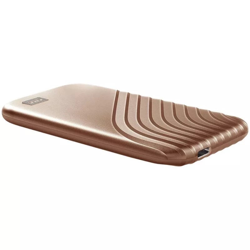 WD My Passport SSD WDBAGF0010BGD - SSD - encriptado - 1 TB - externo (portátil) - USB 3.2 Gen 2 (conector USB-C) - AES de 256 bits - dourado