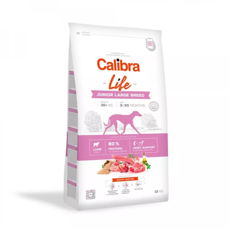 Calibra Dog Life Junior ração seca para cães de raças grandes com borrego, 12 kg