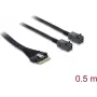 Cabo DELOCK PCIe 4.0 slim SAS SFF-8654 8i para 2× Mini SAS HD SFF-8643, 0,5 m