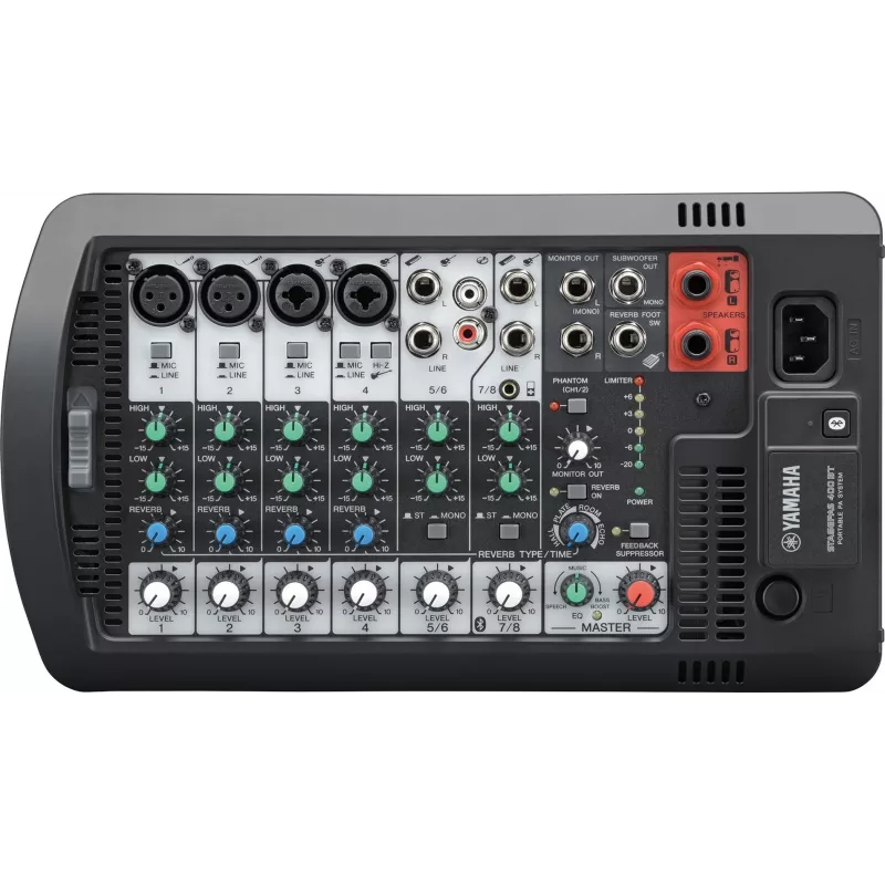 Yamaha STAGEPAS 400BT sistema PA portátil, mesa de mistura de 8 canais, amplificador de potência integrado
