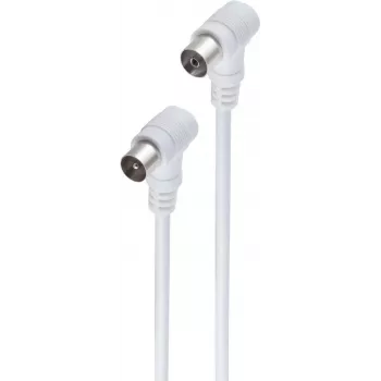 Cabo de antena shiverpeaks ®-BASIC-S, 100 % blindado, ficha coaxial angular para conector fêmea coaxial angular, compatível com CATV, > 80 dB, branco, 1,5 m (BS80082-32)