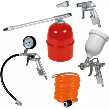 Conjunto de ar comprimido Professional, 5 peças, pistola de pulverização prateado/vermelho