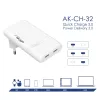 Akyga AK-CH-32 carregador USB-C GaN plano 65 W, 2 x USB-C PD, branco