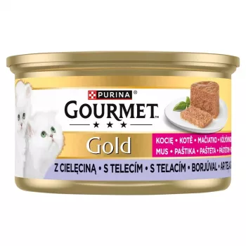 Purina Gourmet Gold Kitten vitela mousse ração húmida para gatos 85 g