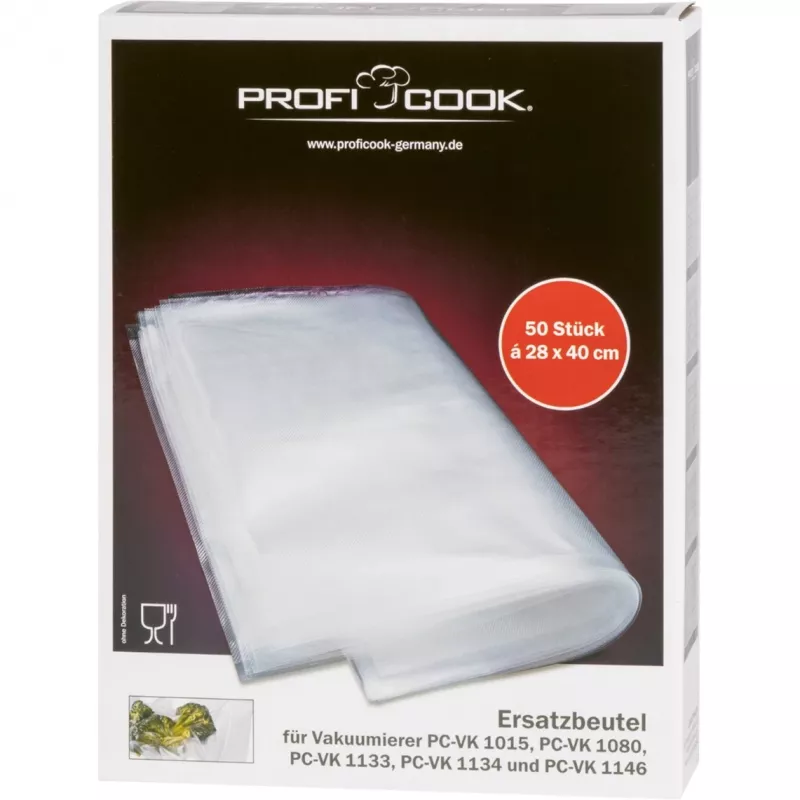 ProfiCook 8910152 sacos para embalagem a vácuo 28 x 40 cm, 50 un.