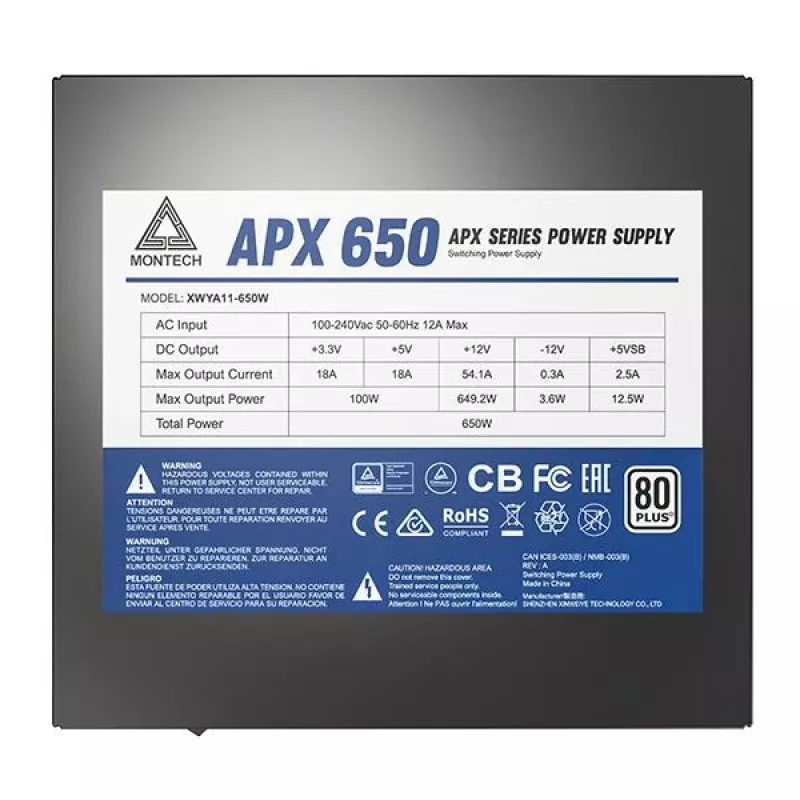 Fonte de alimentação Montech APX650 650 W 20+4 pin ATX ATX preto