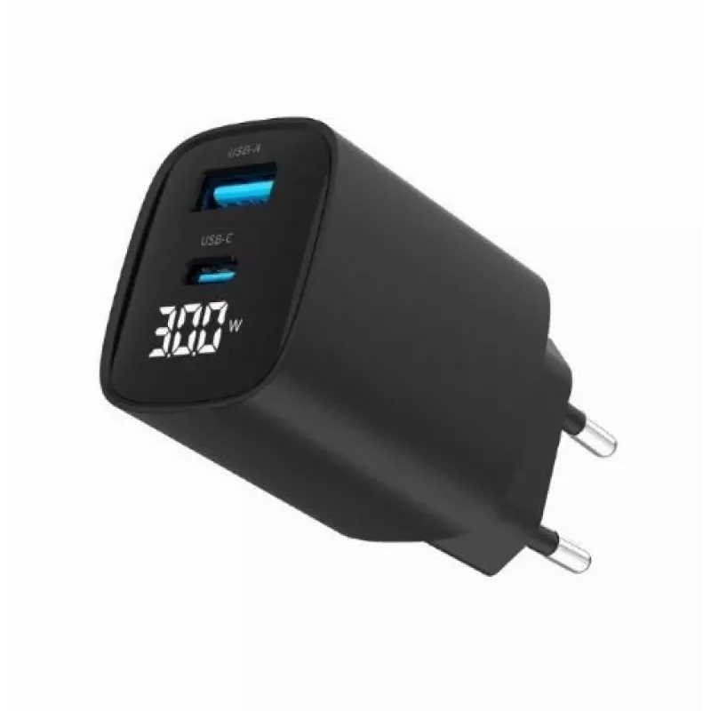 Carregador móvel Gembird TA-UC-PDQC30LCD-BK-01 carregamento rápido preto