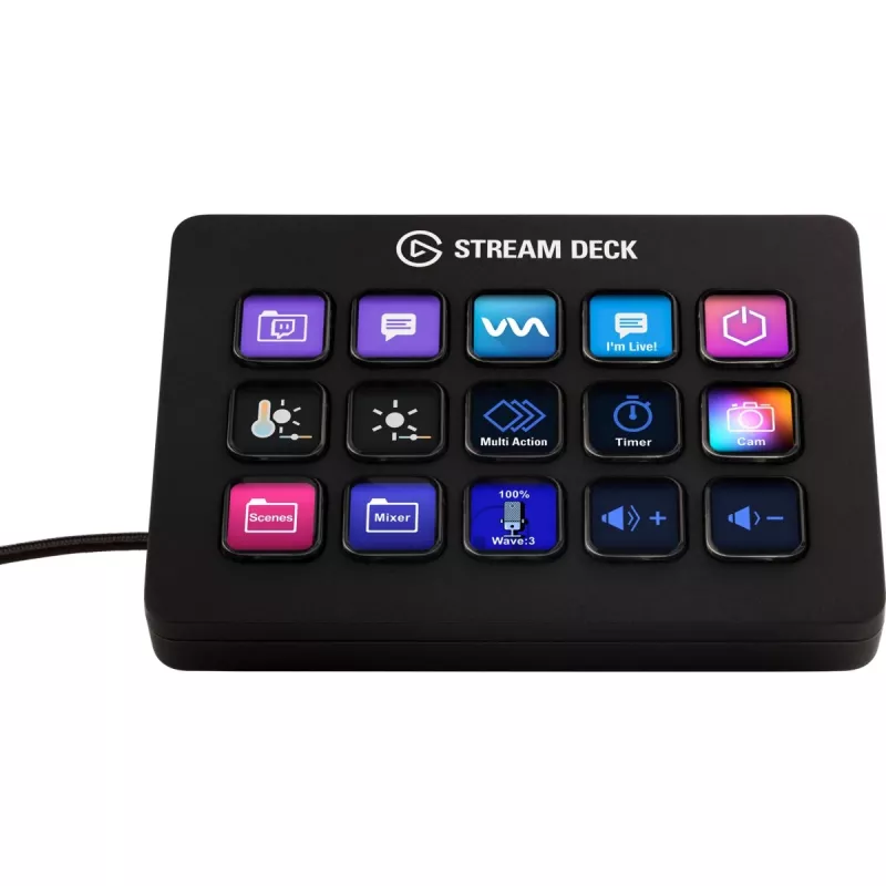 Elgato Stream Deck MK.2 – Painel de controlo de tarefas USB ajustável com 15 teclas clássicas, preto