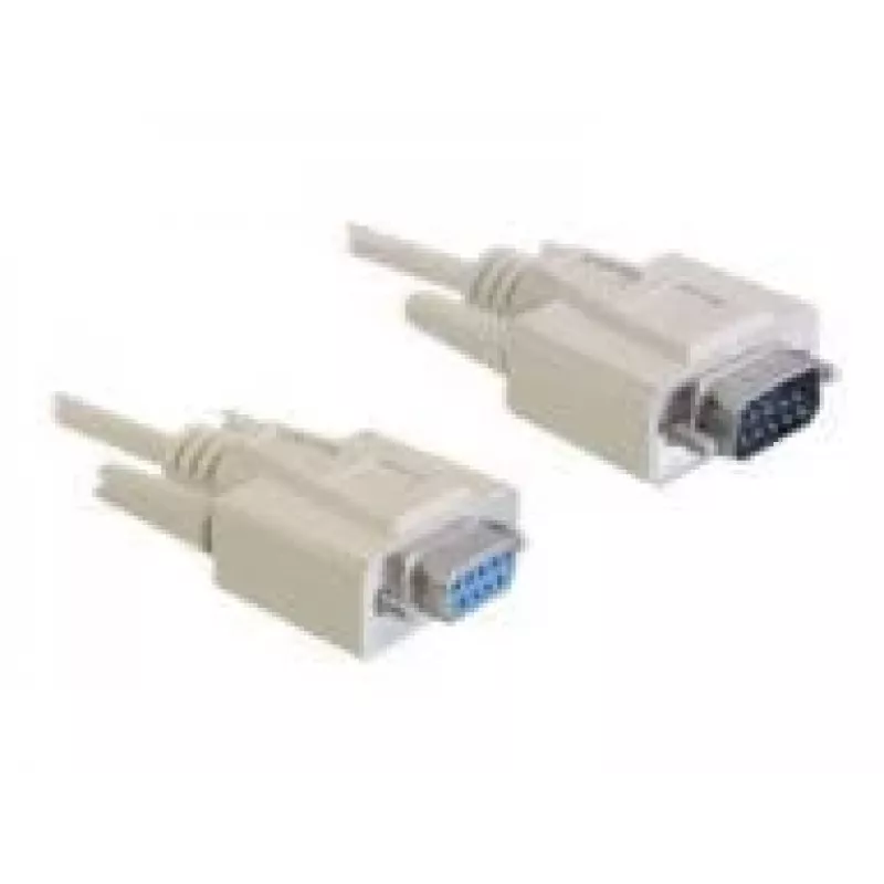 Delock Cabo de extensão série, DB9 macho para fêmea, moldado, parafusos de aperto manual, 2 m, bege