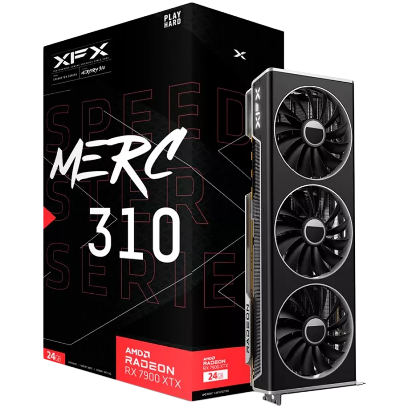 Placa gráfica XFX Radeon RX 7900 XTX 24 GB GDDR6, PCIe 4.0, 384-Bit, 355 W, 3 ventoinhas