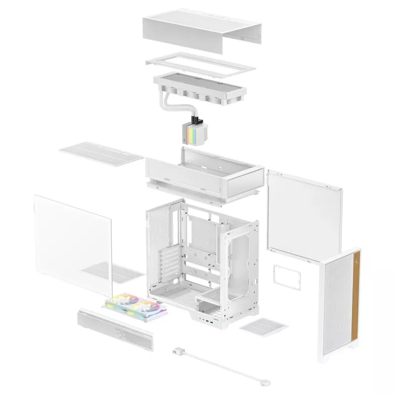 Caixa de PC de secretária DeepCool CL6600 WH — branca, suporta fontes de alimentação ATX/PS2/SFX/SFX-L, 140 mm à frente, 120/140 mm no topo/traseira, unidades de 2,5 polegadas e 3,5 polegadas