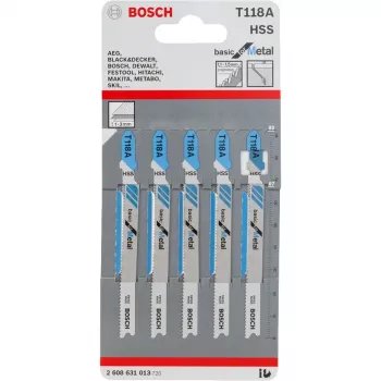 Lâmina para serra de vaivém Bosch T 118 A aço rápido HSS 5 unidades