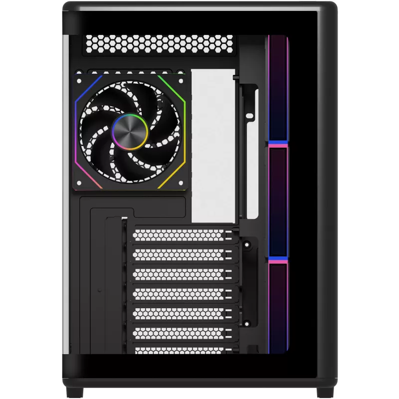Elite 600 ARGB, caixa torre preta, 2x vidro temperado