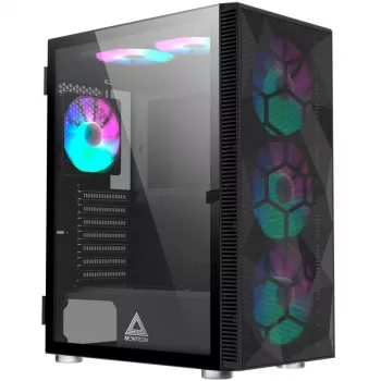 Caixa Midi-Tower MONTECH X3 X3MESH-BK preta Mesh para PC