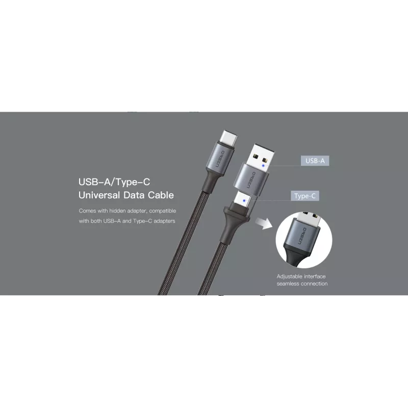 Cabo USB Type-C 2-em-1 Orsen S8, 5A, 1,5 m (carregamento rápido/dados)