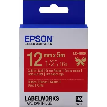 Cassete de etiquetas Epson fita cetim LK-4RKK dourado/vermelho 12mm (5m)