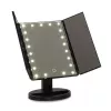 Extralink Espelho de maquilhagem, ampliador, preto, dobrável, com iluminação de fundo, com base