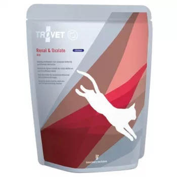 Comida húmida para gatos TROVET Renal & Oxalate RID 85 g saqueta — dieta veterinária, frango, para gatos adultos com problemas renais