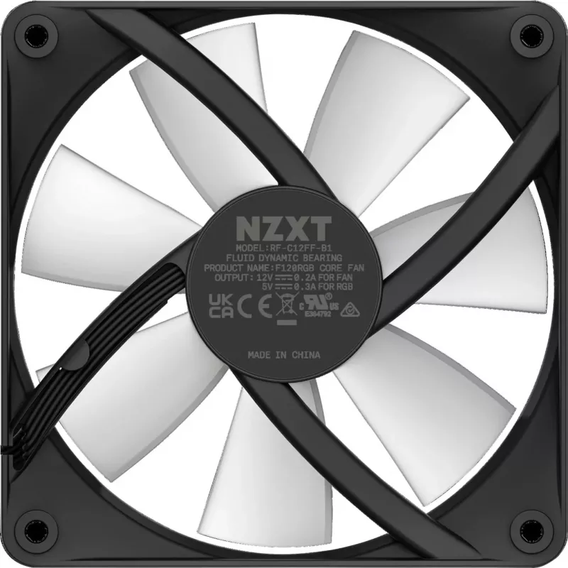 NZXT F120 RGB Core ventoinha de caixa de 120 mm, PWM de 4 pinos, preta