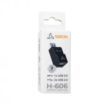 Hub USB SBOX H-606 – 3 portas USB-A (1x USB 3.0, 2x USB 2.0)