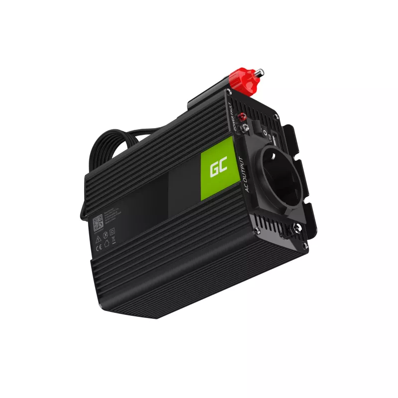 Conversor de tensão automóvel GREEN CELL 12V para 230V 150W/300W onda sinusoidal pura