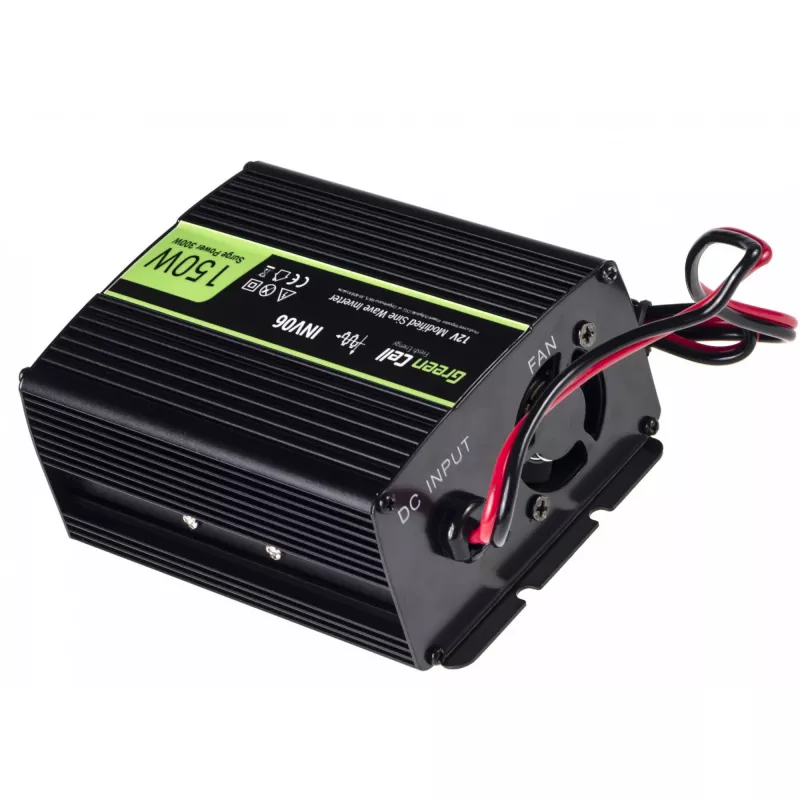 Adaptador inversor Green Cell INV06 12V para 230V 150W 50Hz ficha tipo C, 85% de eficiência, preto